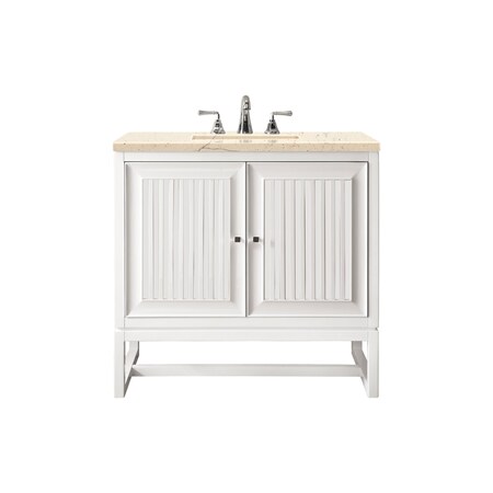 James Martin Vanities Athens 30in Single Vanity, Glossy White w/ 3 CM Eternal Marfil Top E645-V30-GW-3EMR